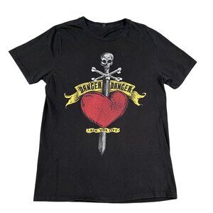 Danger Danger Dead Drunk & Wasted Hair Metal Black T-Shirt Sz Large